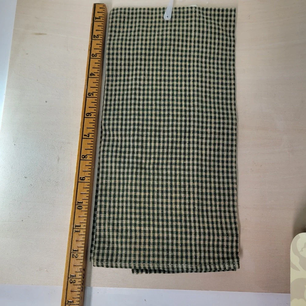 Christmas Kitchen Towel Snowman Embroidered Green Plaid‎ Holiday Decor New